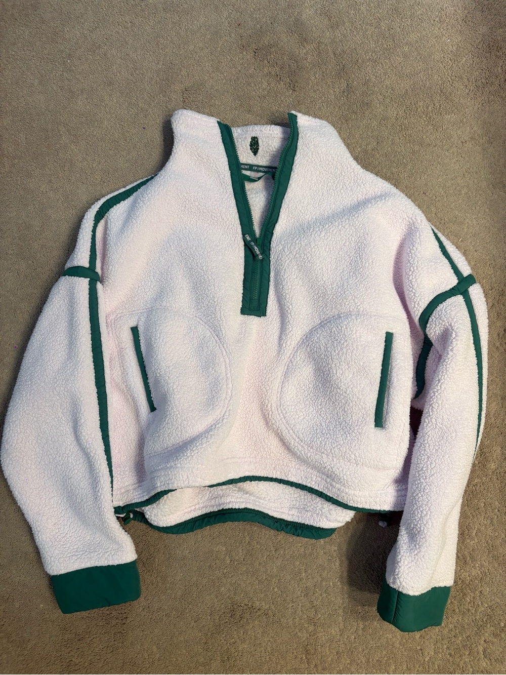 FP Movement by Free People Lavender Pullover Fleece with Green Trim - Picture 2 of 3